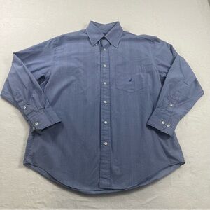 Nautica Men's Blue Button Up Dress Shirt Long Sleeve size Large